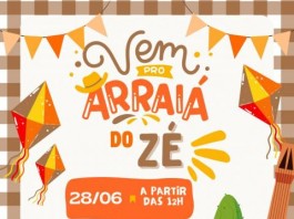 O Arraiá do Zé acontece no sábado, 28. Festa beneficiente, com música, comidas típicas e muito mais