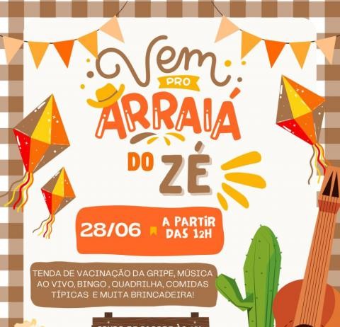 O Arraiá do Zé acontece no sábado, 28. Festa beneficiente, com música, comidas típicas e muito mais